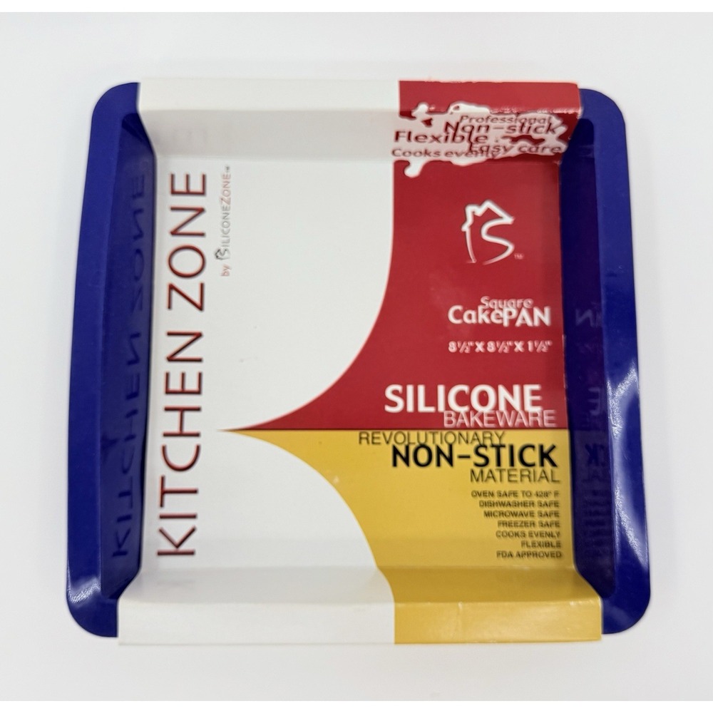 Kitchen Zone Silicone 8.5x8.5x1.5 Cake Pan Stick Oven Microwave Freezer Square